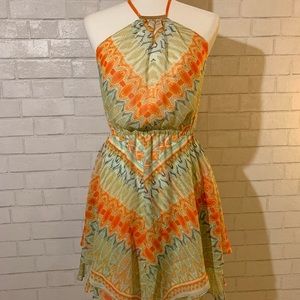 Bebe Summer Print Halter Dress